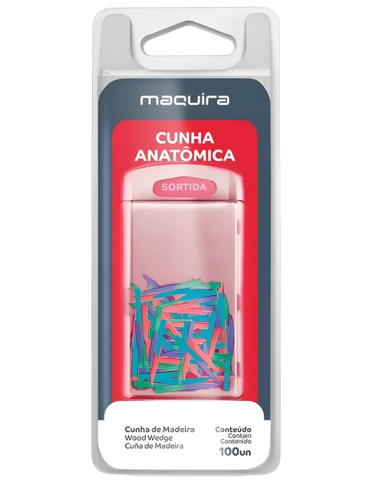 CAJA DE CUÑAS  DE MADERA ANANTOMICA SURTIDA  100 UNIDADES 